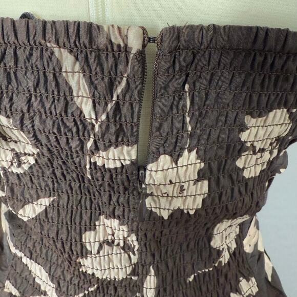 Charles Henry Floral Print Sleeveless Midi Sundress, Brown, L - Picture 3 of 8
